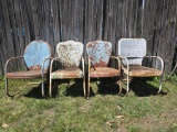 (4) 1950's metal lawn chairs