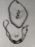 (2) sets jet and rhinestone jewelry