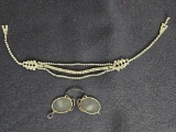 Sterling rhinestone necklace and early glasses