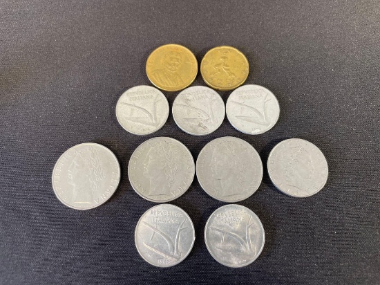Italian Lire and Euro cent coins