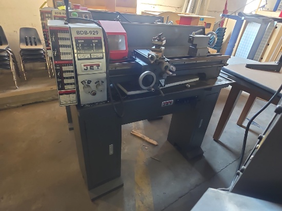 Jet BDB-929 Belt Drive Bench Lathe with a steel stand.