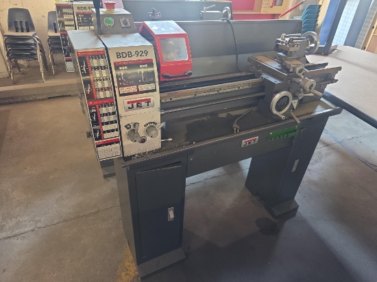 Jet BDB-929 Belt Drive Bench Lathe with a steel stand.