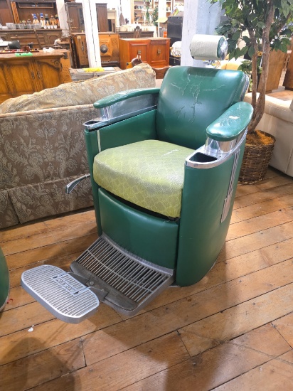 1950s vintage Koken "President" model barber chair.