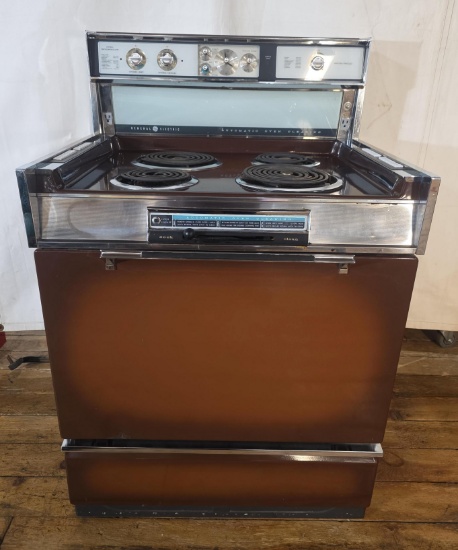 vintage 1960s General Electric coppertone electric range