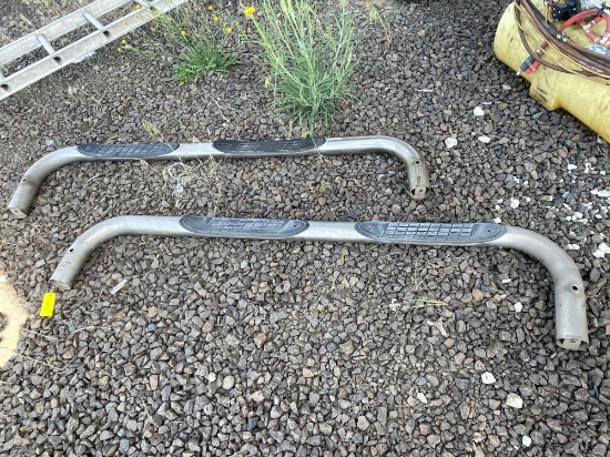polished stainless steel nerf bars, also known as running boards