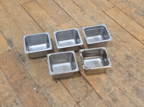 (5) 4" 1/6sz Stainless Steel Hotel Pans