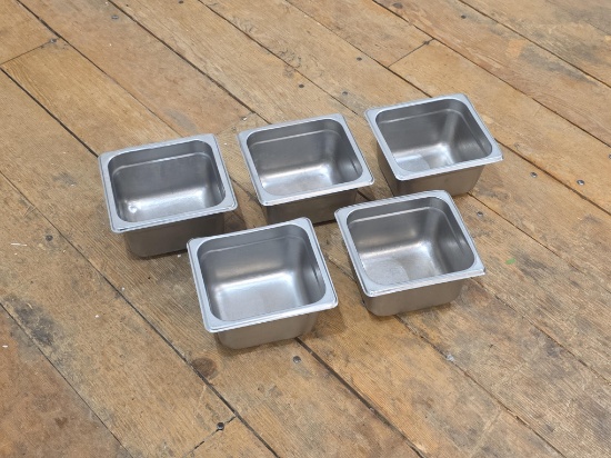 (5) 4" 1/6sz Stainless Steel Hotel Pans