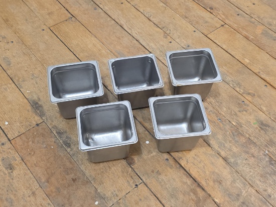 (5) 6"d Stainless Steel 1/6sz Hotel Pans