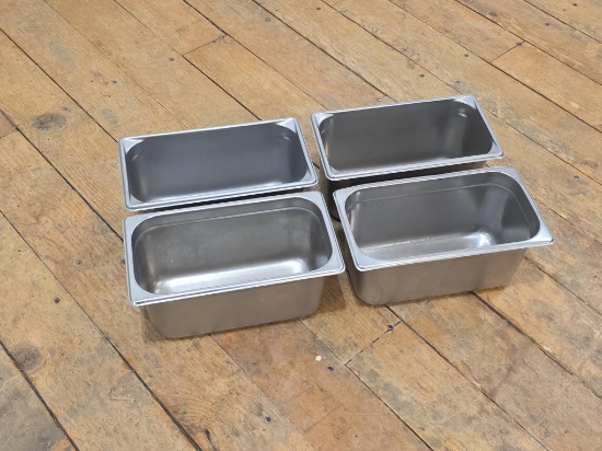 (4) 6"d Stainless Steel 1/3 Hotel Pans