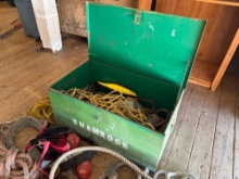 Assorted Rope, Harnasses & Green Wood Trunk Labeled Shamrock