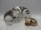 2 EARLY CHALKWARE CATS