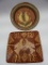 GROUP OF 2 CA. 1990 REDWARE DECORATED PLATES AS IS