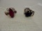 2 STERLING SILVER RINGS (SAPPHIRE & RUBY)