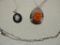 2 STERLING SILVER PENDANTS (CARNELIAN & AQUAMARINE)