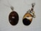 2 STERLING SILVER PENDANTS (1 RUSSIAN DENDRITE & 1 PIETERSITE)