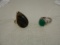 2 STERLING SILVER RINGS (GREEN ONYX & PURPLE LABRADORITE)