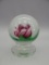 FOOTED GLASS PAPERWEIGHT SIGNED BY MAKER