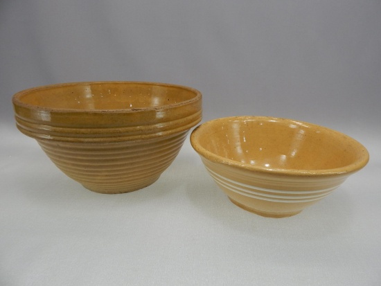 GROUP OF 2 YELLOW WARE BOWLS 9" & 11"