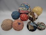 GROUP OF 9 RUG RAG BALLS