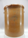 STONEWARE 8 GALLON JAR W/LUG HANDLES (CRACK IN SIDE & BASE)