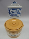 CONTEMPORARY BUTTER CROCK W/LID & SALT CROCK