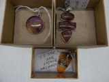 3 NATURAL STONES IN STERLING SILVER ( PENDANTS)
