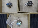 3 PCS MOTHER OF PEARL, LABRADORITE, & MYSTIC TOPAZ IN STERLING ( ALL RINGS )