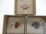 3 PCS DENDRITE & RHODOCHROSITE STALACTITE IN STERLING (ALL RINGS)