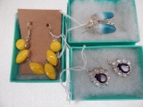 AMETHYST QUARTZ, BOTSWANA AGATE, & YELLOW JADE IN STERLING (ALL EARRINGS)