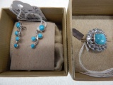 SLEEPING BEAUTY TURQUOISE EARRINGS & RING IN STERLING