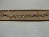 AMETHYST/TOPAZ/PERIDOT/CITRINE/GARNET BRACELET IN STERLING