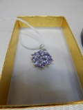 NATURAL TANZANITE CLUSTER PENDANT IN STERLING