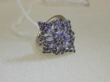 TANZANITE & SILVER/MARQUOISE STERLING RING