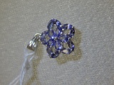 NATURAL TANZANITE CLUSTER PENDANT IN STERLING