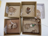 5 NATURAL FOSSIL PCS IN STERLING (3 PENDANTS, RING, EARRING SET)