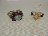 2 STERLING SILVER RINGS ( 1 MYSTIC QUARTZ & 1 OPAL)