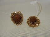 NATURAL GOLD DRUZY RING & NECKLACE SET W/CITRINE