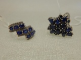 2 STERLING SILVER BLUE SAPPHIRE RINGS