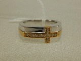 14K GOLD OVER STERLING SILVER RING W/DIAMONDS