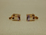 10K GOLD AMETRINE & CITRINE EARRINGS