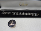 SIGNED SIAM STERLING SILVER BRACELET & CONTAINER