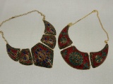 MADE IN INDIA 2 NATURAL STONE MOSAIC NECKLACES