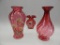 GROUP OF 3 COUNTRY CRANBERRY VASES