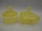 2 TOPAZ OPAL HOBNAIL COVERED BOXES (ONE MARKED IMPERIAL)