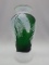 SANDCARVED PINECONE VASE WHITE CUT TO GREEN 9 1/2