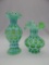 2 GREEN COINDOT VASES 7