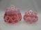 2 CRANBERRY COINDOT COVERED BOXES