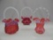 3 CRANBERRY OPAL BASKETS