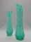 2 GREEN OPAL HOBNAIL SWUNG VASES 12