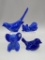 GROUP OF 4 UNDECORATED PERIWINKLE BLUE ANIMALS